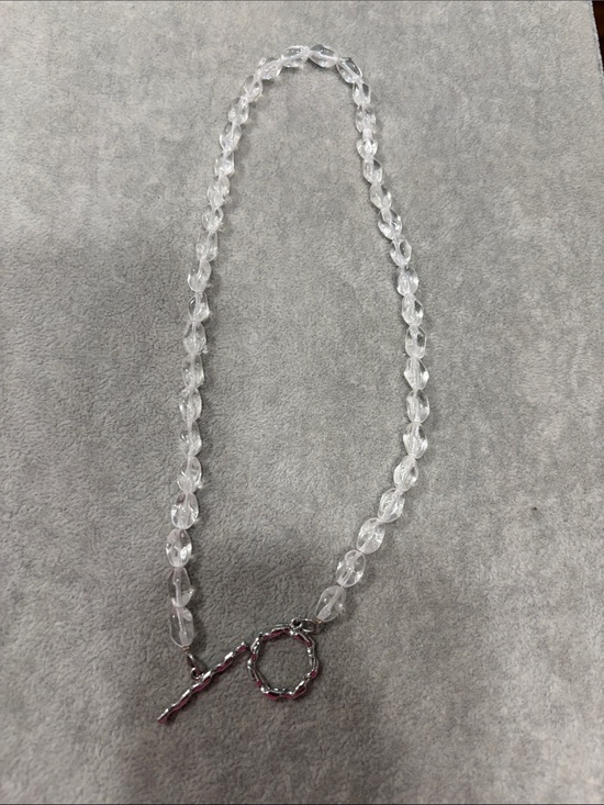 Sabika Jewelry - Sabika Clear Beaded Necklace with Silver Toggle